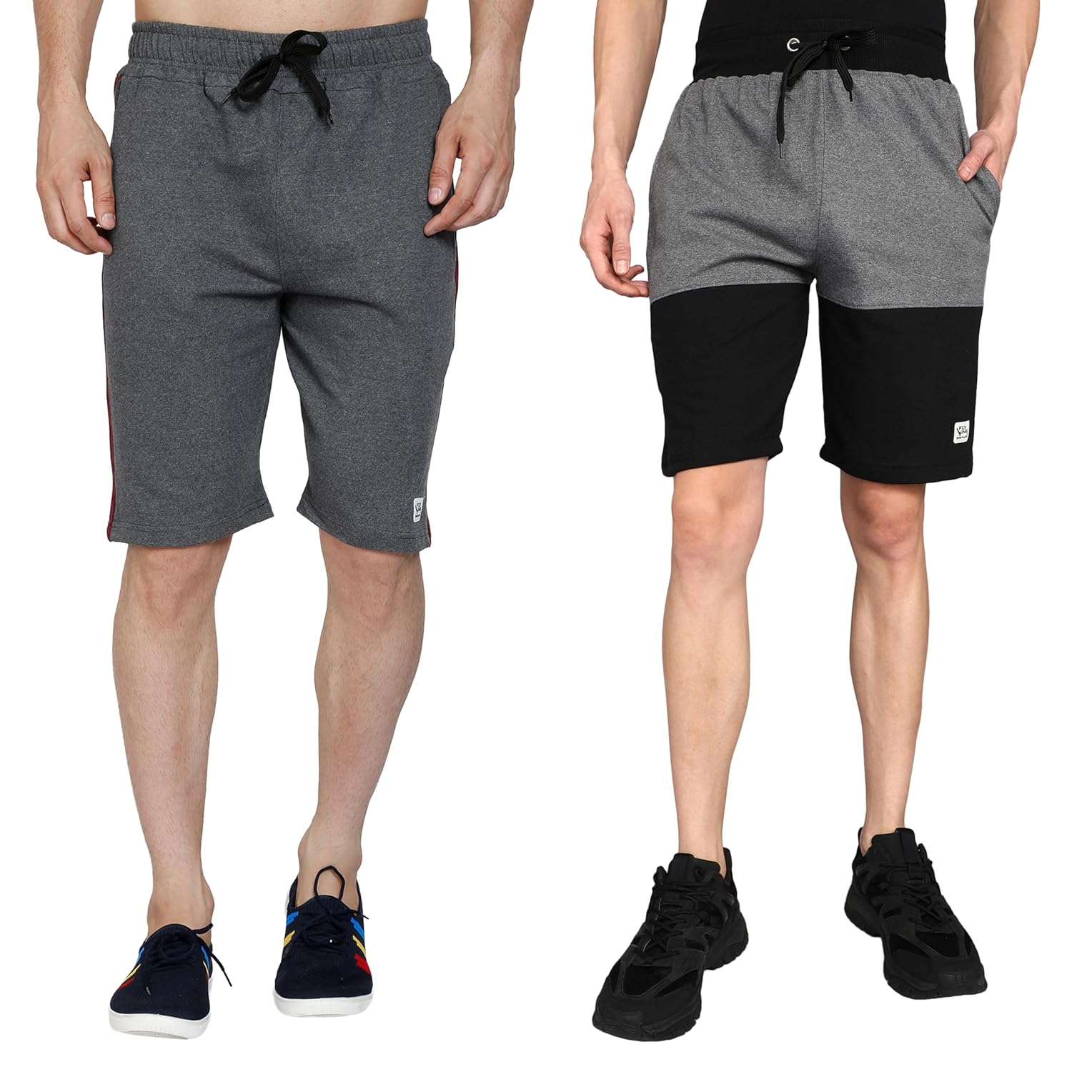 Buy GYRFALCON Cotton Blend Casual Cut and Sew Pattern Shorts